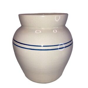 Yesteryears Pottery Crock Cannister Double Blue Line 8 in Marshall Texas